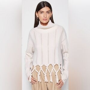 Jonathan Simkhai Josephine tassel turtleneck sweater white small NWOT